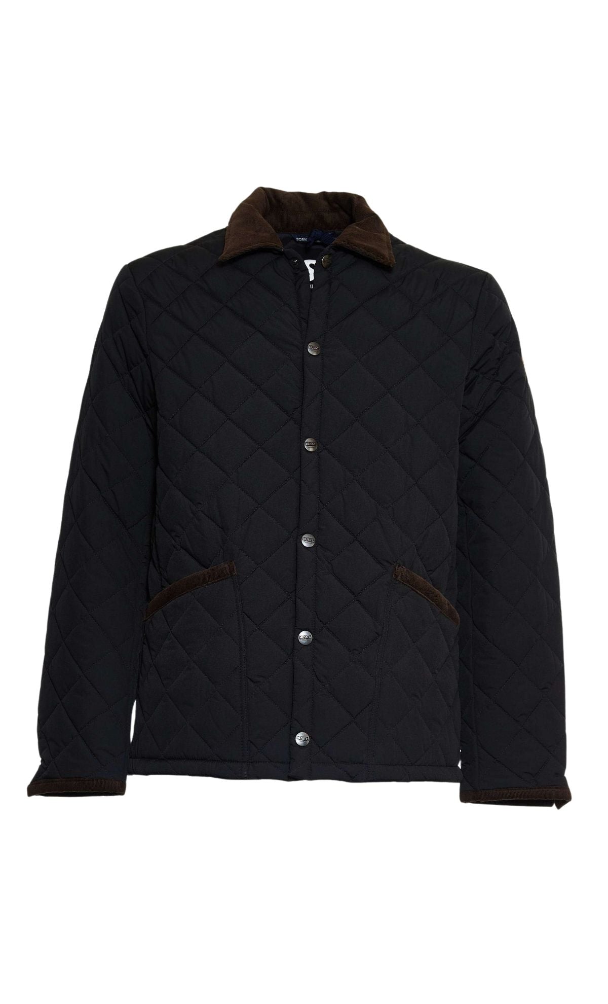 Quilted jacket with corduroy velvet collar