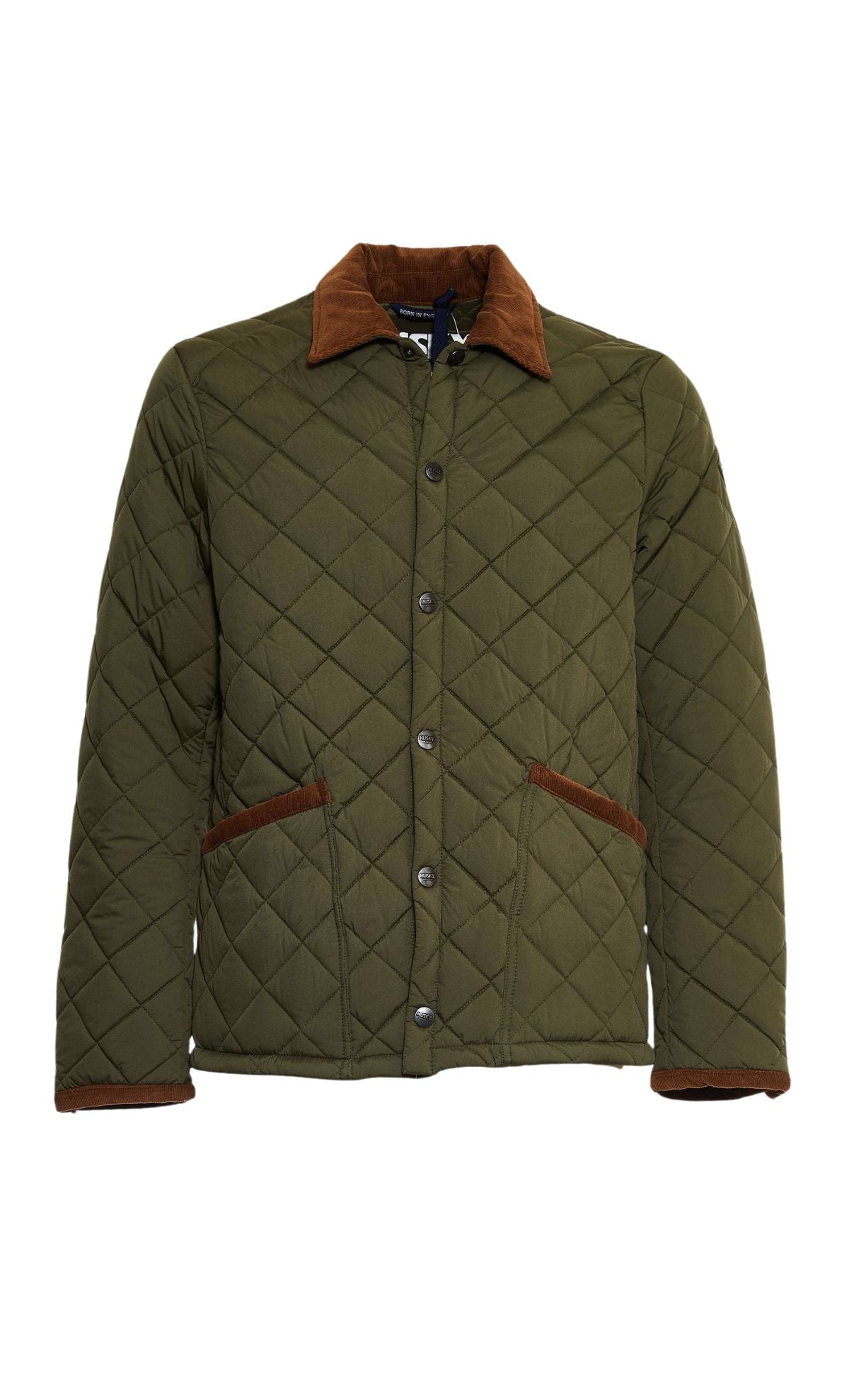 Quilted jacket with corduroy velvet collar