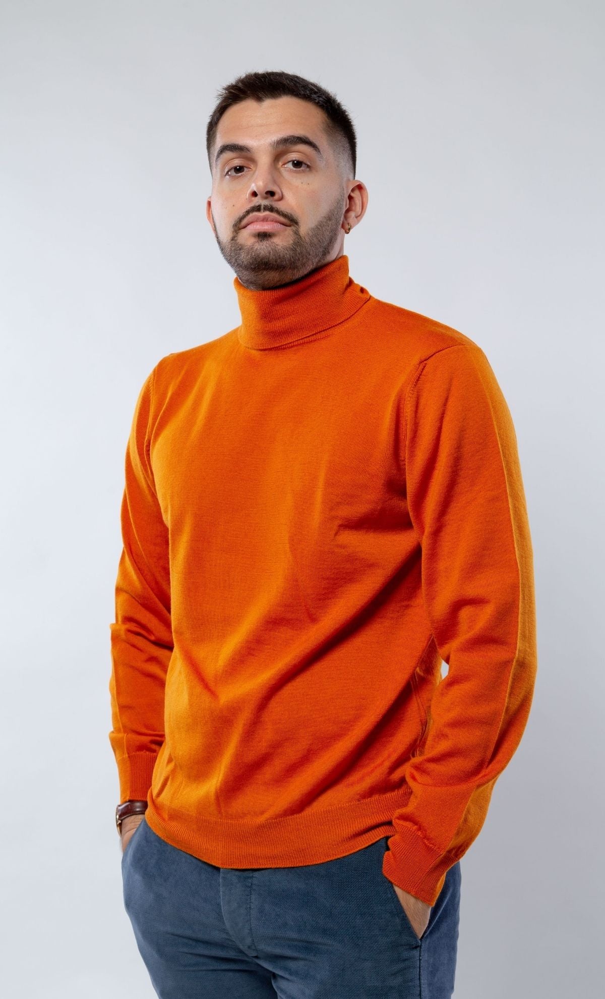 Maglia Dolcevita Heritage 100% Lana Merino Arancio